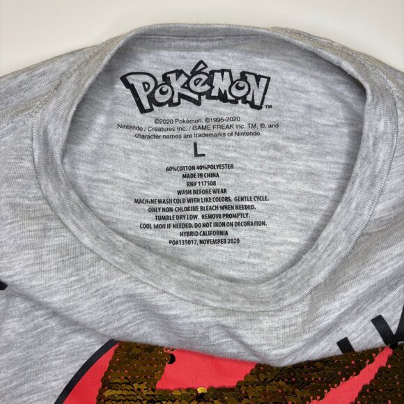 Pokémon Pika Pika Pikachu Reverse Sequin T-shirt Boys Size Large Graphic Anime‎ - Picture 2 of 5